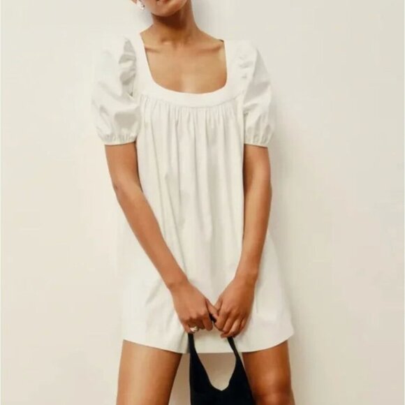 Reformation Dresses & Skirts - Reformation NWT Nissa Dress White Size 12 Short Sleeve Mini Babydoll Bridal